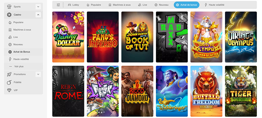 l'achat de bonus Evolve casino achat bonus